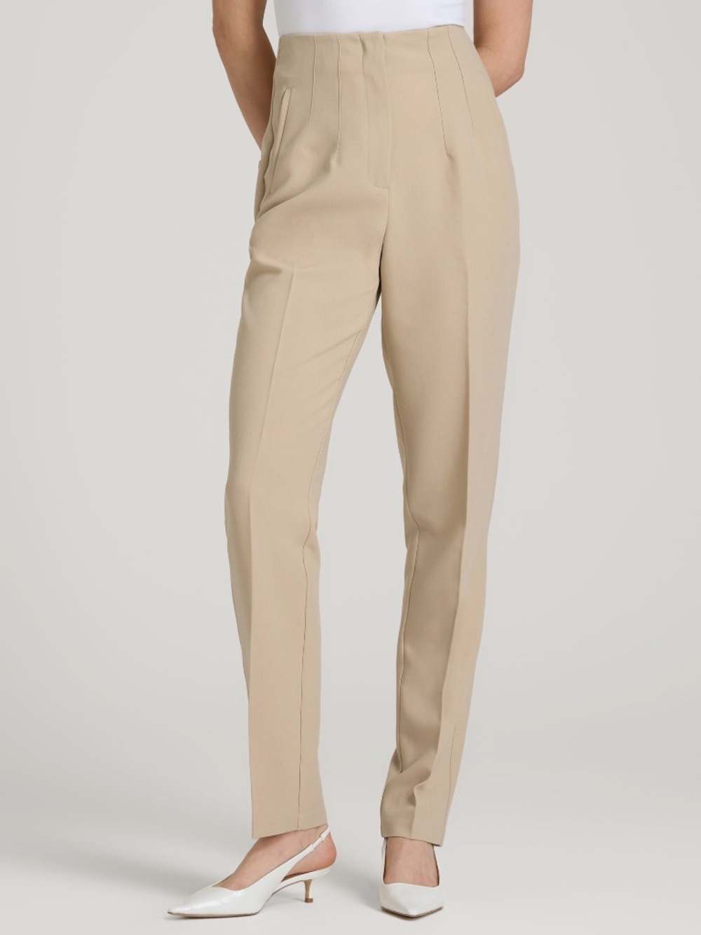 American Tall High Rise Pants with Darts for Tall Women in Light Camel Size 88 /